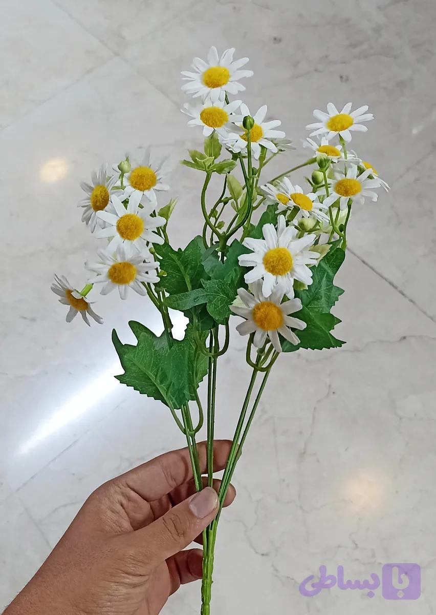 بوته بابونه مصنوعی سفید و زرد مدل 536