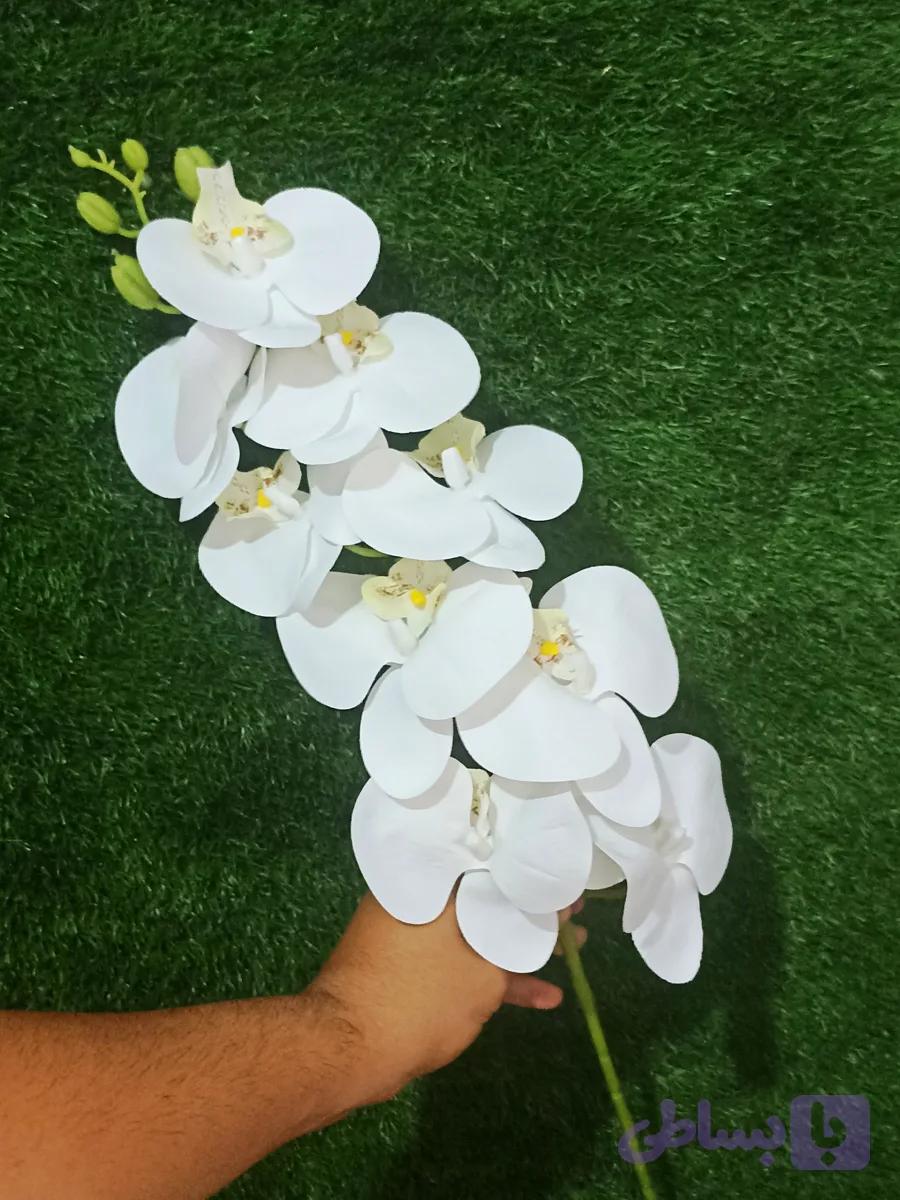 گل ارکیده مصنوعی 9 گل رنگ سفید مدل orkideh کد 20