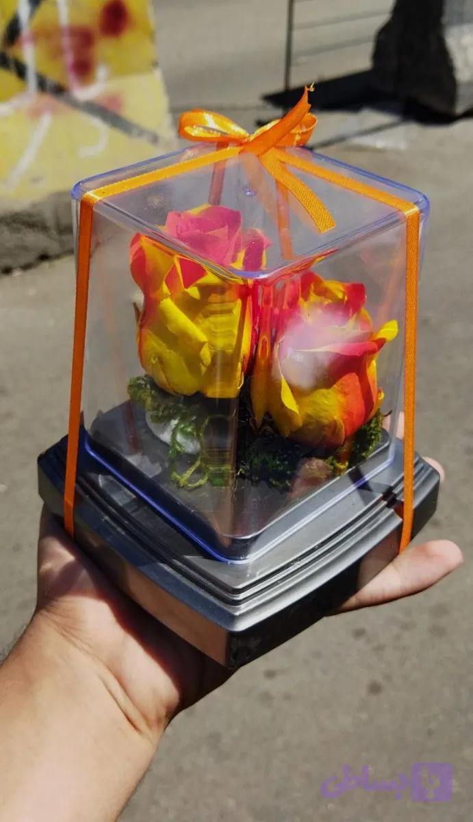 گل رز جاودان دو گل مدل rose کد 200