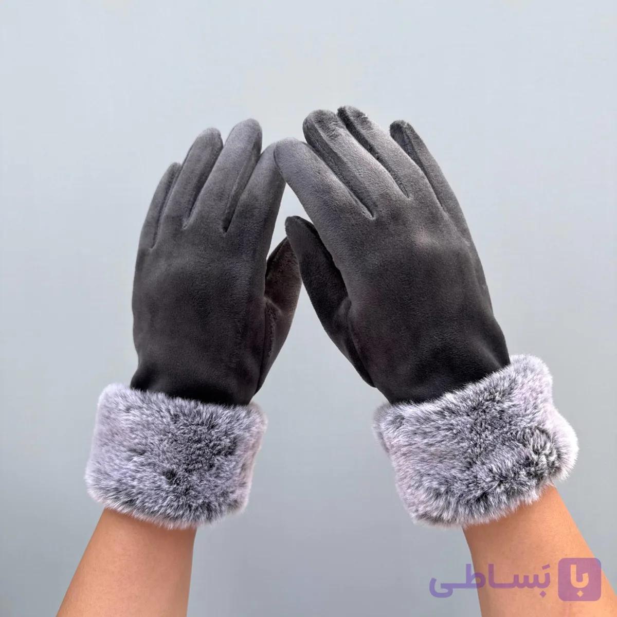 دستکش ساق خزدار ذغالی — تصویر 1