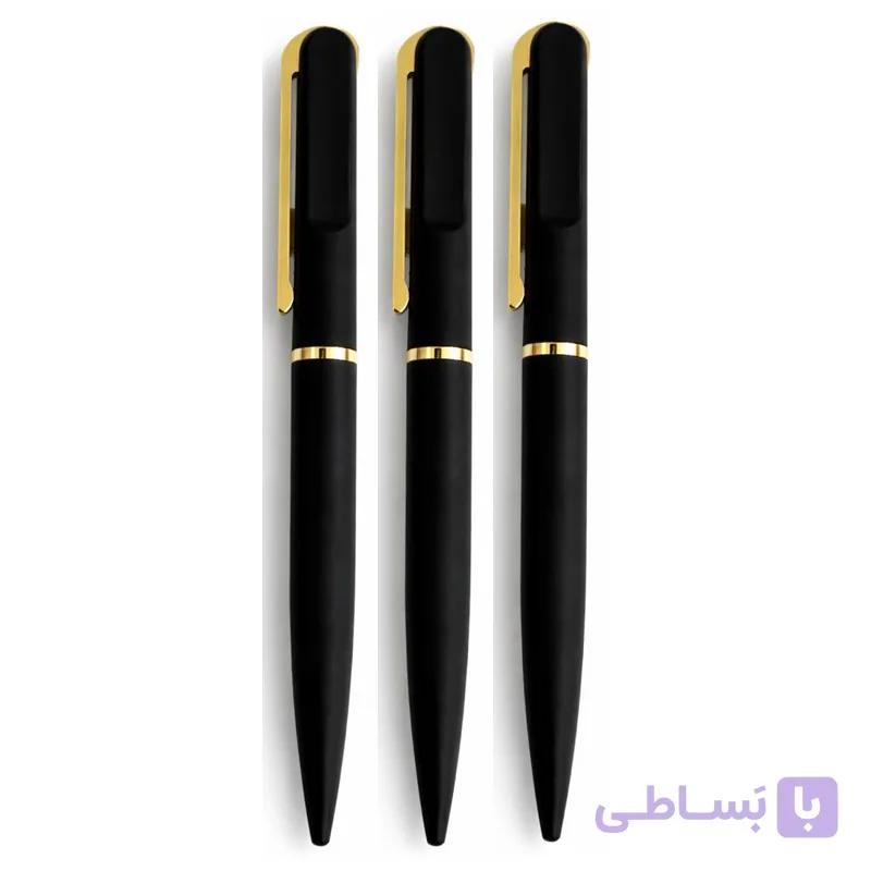 خودکار وارداتی فلزی گیره طلایی مخملی مشکی — تصویر 1