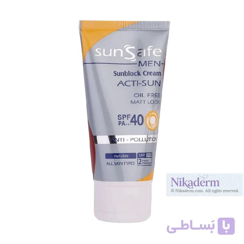 کرم ضدآفتاب آقایان سان‌سیف SPF40 حجم ۵۰ گرم — تصویر 1