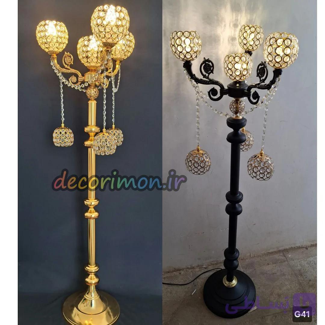 آباژور ایستاده نگینی چهار شعله فروزان