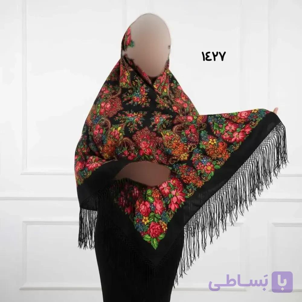 روسری ترکمن اصل پشمی ضخیم کد 1427 قواره بزرگ مناسب پاییز و زمستان