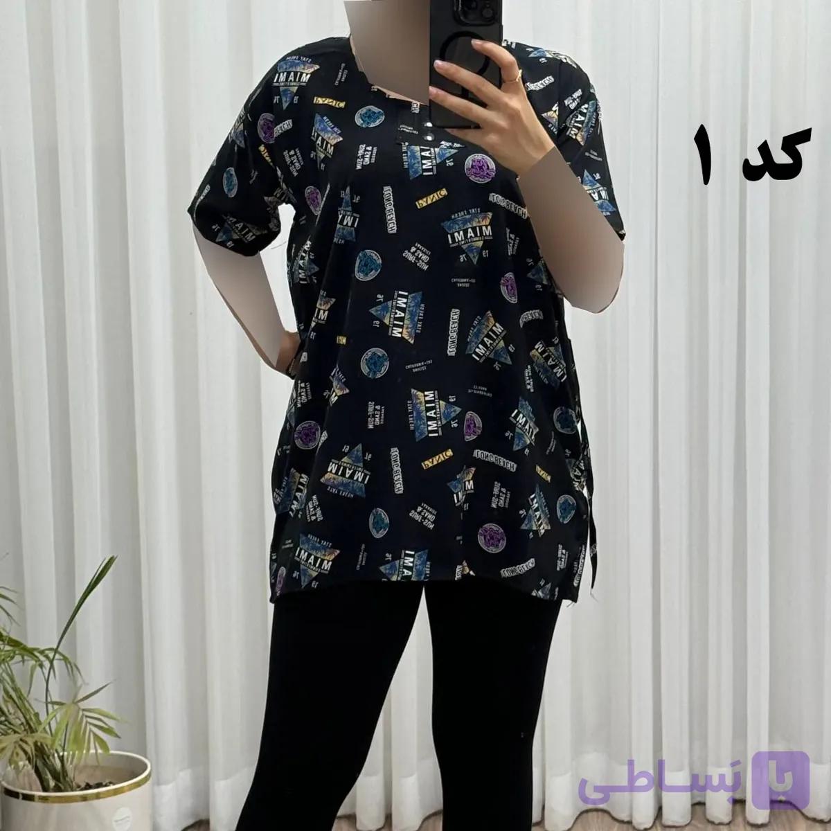 تیشرت نخی تایلندی فری سایز زنانه کد 700 تن خور شیک و راحت مناسب تا سایز 48