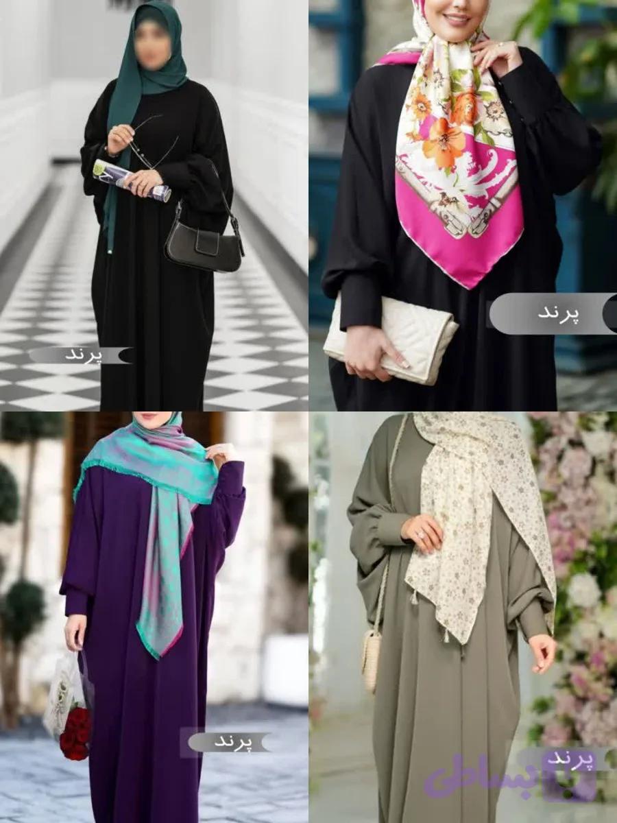 مانتو عبایی پرند مشکی (تنوع پارچه) فروش ویژه — تصویر 1
