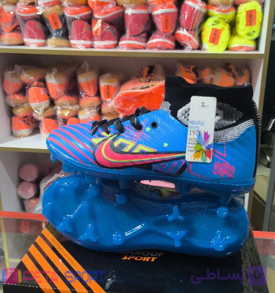 کفش فوتبال استوک دار جورابی ایرزوم رنگ آبی — تصویر 1