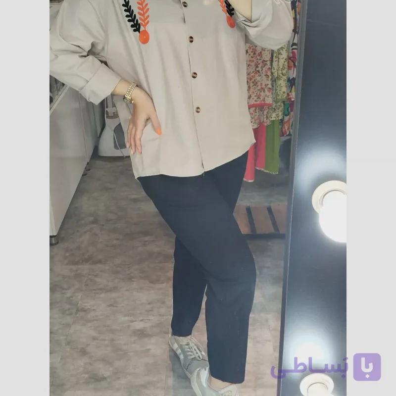 شومیز زنانه تابستانه کتان گلدوزی