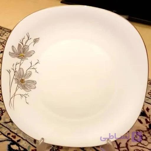 سرویس ارکوپال ۲۶ پارچ مدل مربع طرح ژالین لب طلایی مکروفری