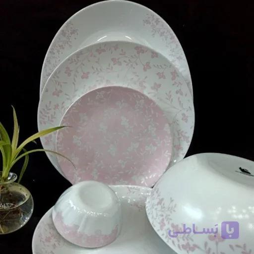 سرویس ارکوپال ۲۶ پارچه طرح گلریز صورتی