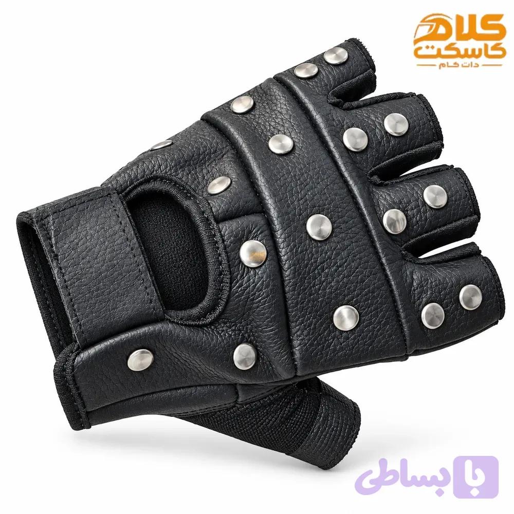 دستکش موتورسواری نیمه چرم طرح کروزر — تصویر 1