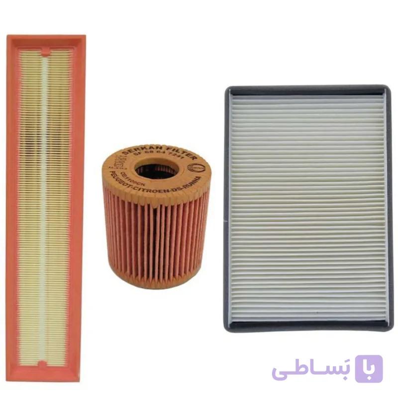 فیلتر هوا خودرو سرکان مدل SF1223 مناسب برای پژو پارس TU5 به همراه فیلتر روغن و فیلتر کابین و فیلتر بنزین