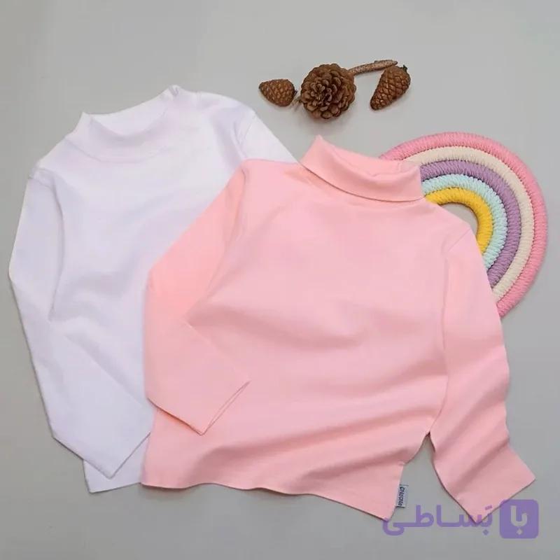 بلوز تک یقه اسکی دخترانه جنس نخ پنبه درجه یک