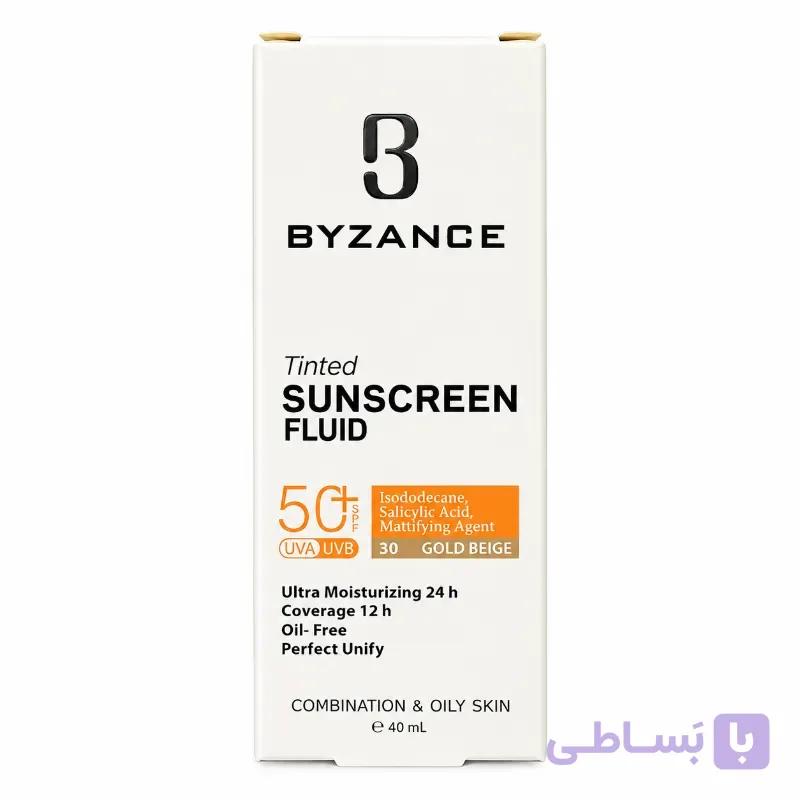 فلوئید ضد آفتاب رنگی SPF50 پوست چرب GOLD BEIGE بژ طلایی 30 — تصویر 1