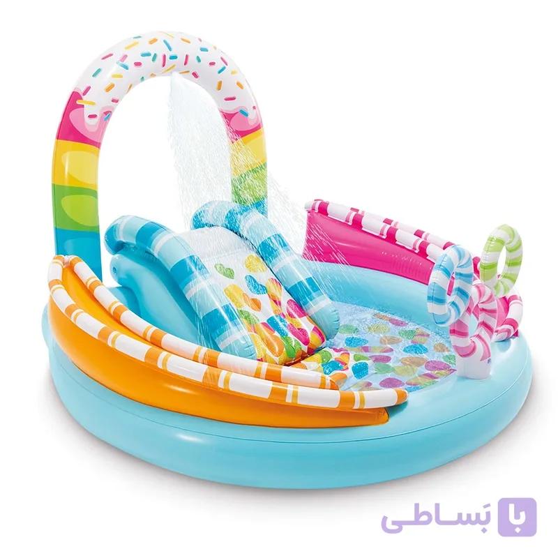 و قیمت استخر بادی سرسره دار طرح آبنبات اینتکس کد 57144