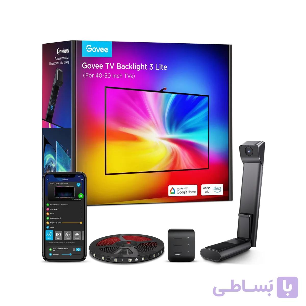 بک لایت هوشمند تلویزیون ۵۰-۴۰ اینچ گووی مدل Govee TV Backlight 3 Lite H6097 با فناوری Envisual و لامپ RGBICW