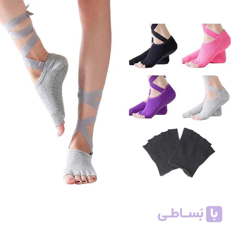جوراب یوگا و پیلاتس بند دار نخی کدJOR60 — تصویر 1