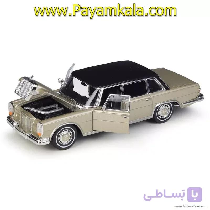 ماشین فلزی مرسدس بنز 600 (1:24)(MERCEDES BENZ 600 1963 WELLY) بژ — تصویر 1