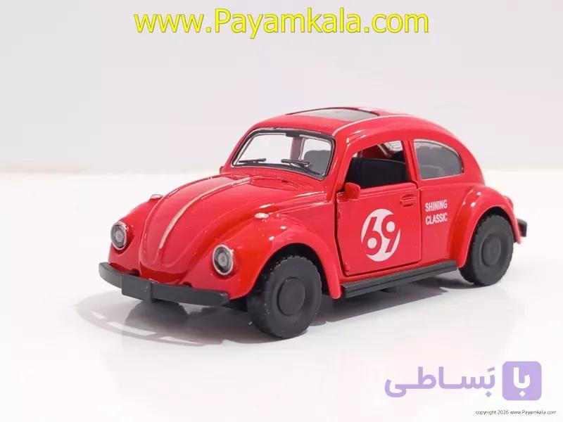 ماشین فلزی فولکس واگن بیتل کوچک قرمز (VOLKSWAGEN BEETLE 1:48)(4362C) | ماکت فلزی عقب‌کش — تصویر 1