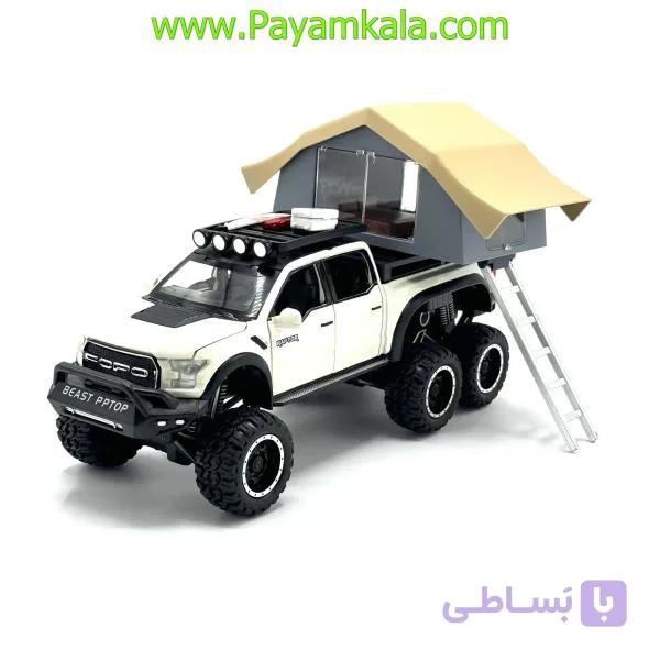 ماشین فلزی وانت فورد با خانه (FORD 653ACZ CHEZHI) سفید — تصویر 1