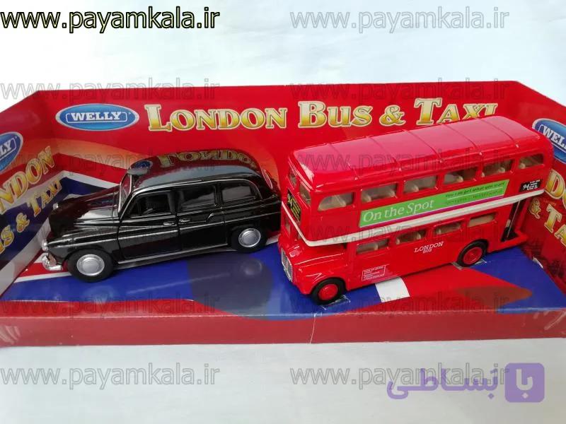 ماشین فلزی ست اتوبوس لندن و تاکسی (LONDON BUS AND TAXI BY WELLY)بزرگ — تصویر 1