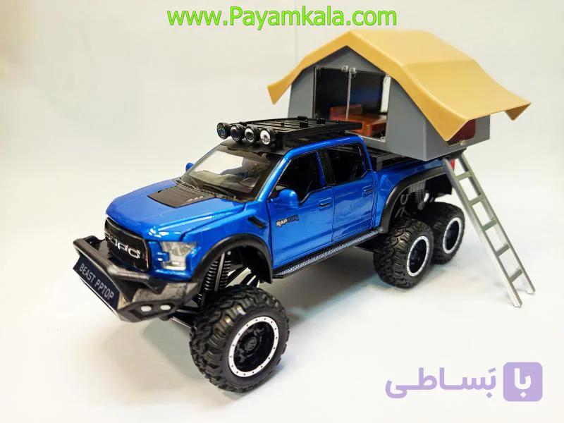 ماشین فلزی وانت فورد با خانه (FORD 653ACZ CHEZHI) آبی — تصویر 1