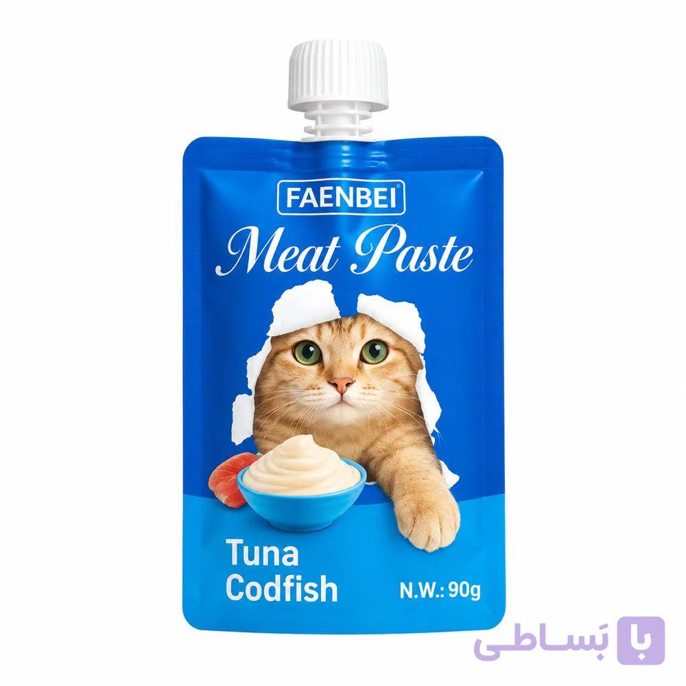 پودینگ گربه فنبی برند FAENBEI طعم ماهی تن و ماهی کاد وزن 90 گرم