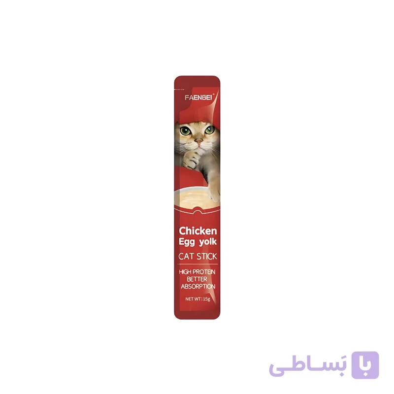 بستنی گربه برند فنبی FAENBEI طعم مرغ و زرده تخم مرغ دانه ای — تصویر 1