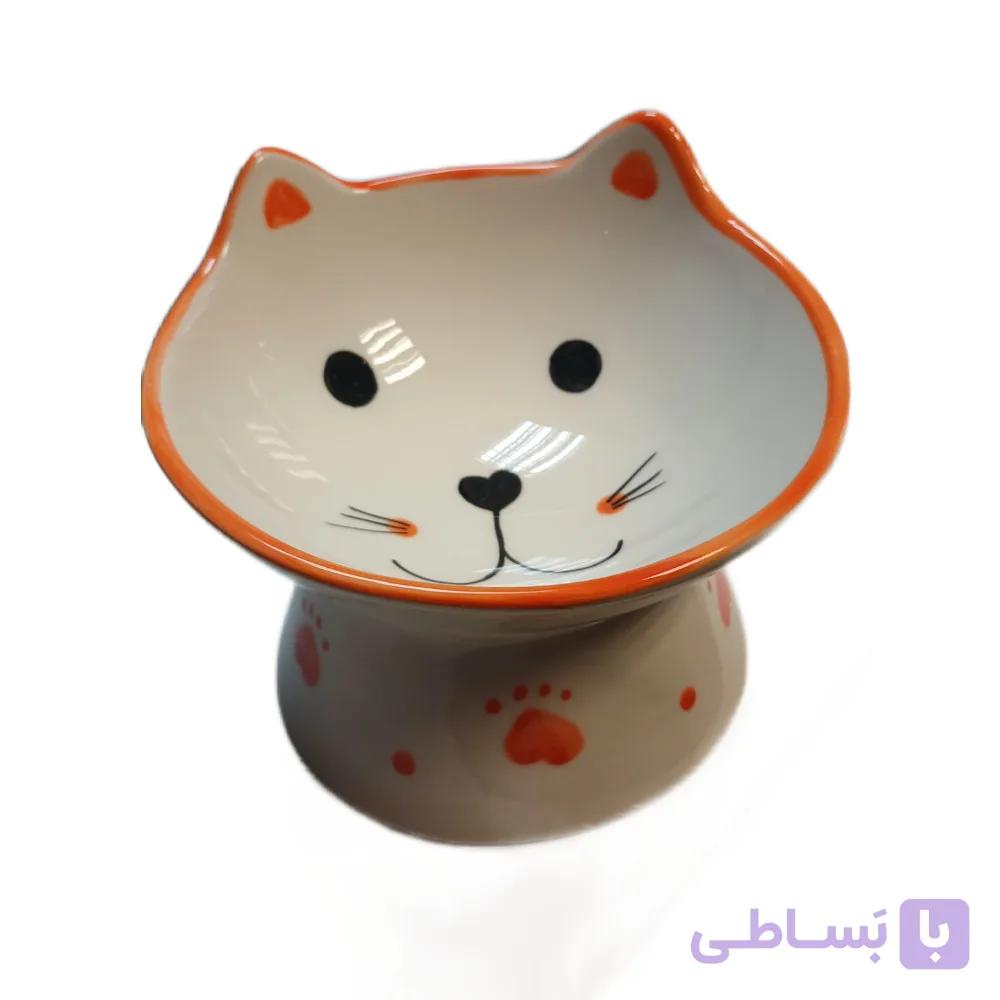 ظرف غذا و آب سگ و گربه مدل گوشدار سرامیکی پایه