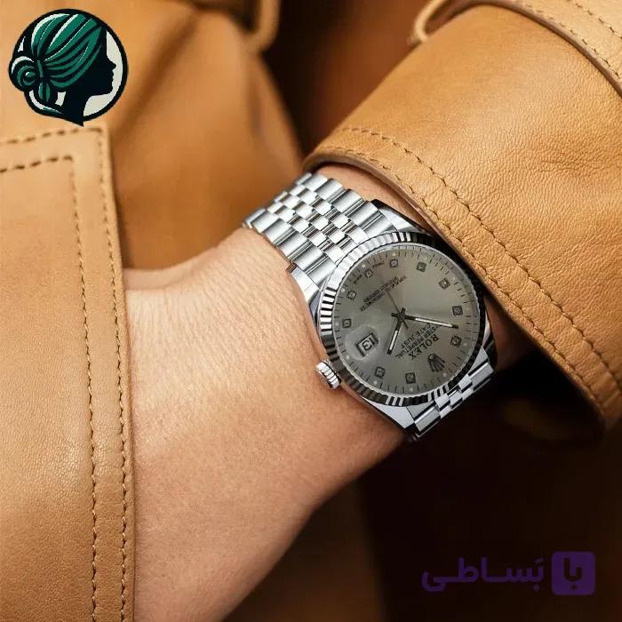 ساعت رولکس دیت جاست مردانه تمام نقره ای — تصویر 1