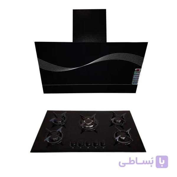 ست اجاق گاز رومیزی شیشه فندک دار و هود لمسی کنترل دار