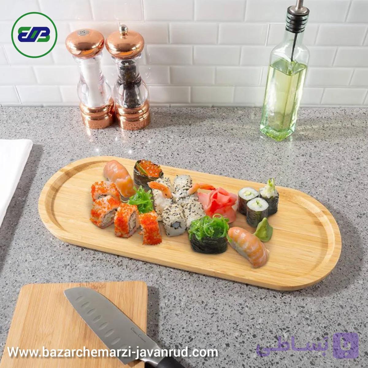 زیر قندانی و رولت خوری بامبو اصل مدل مستطیل Bamboo Wood l — تصویر 1