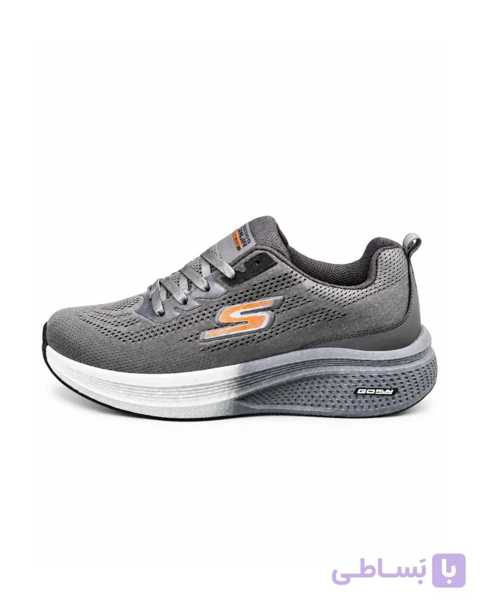 کفش کتانی بزرگ پا اسکیچرز رانینگ زیره بست طوسی روشن SKECHERS — تصویر 1