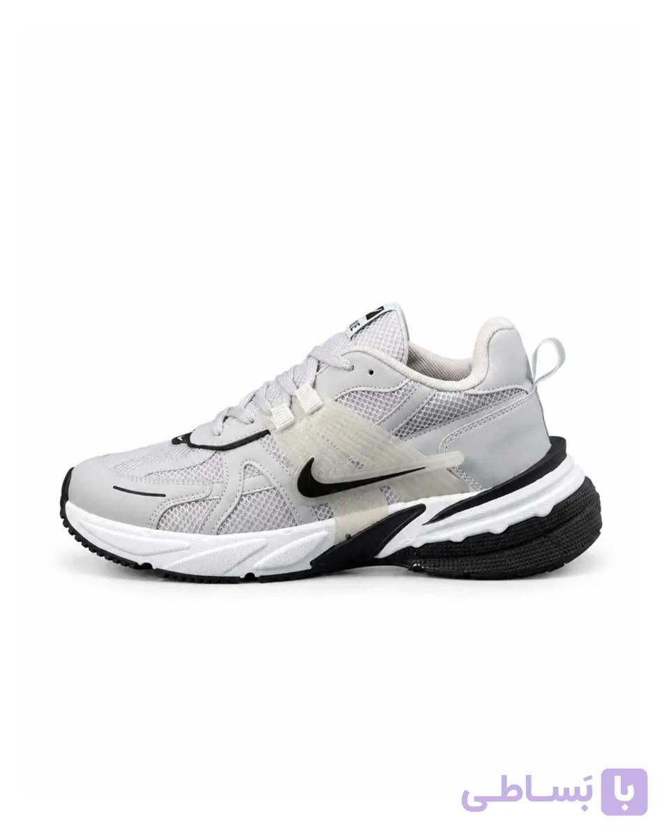 کفش کتانی مردانه بزرگ پا نایکی v2k رنگ طوسی مشکی Nike V2k — تصویر 1