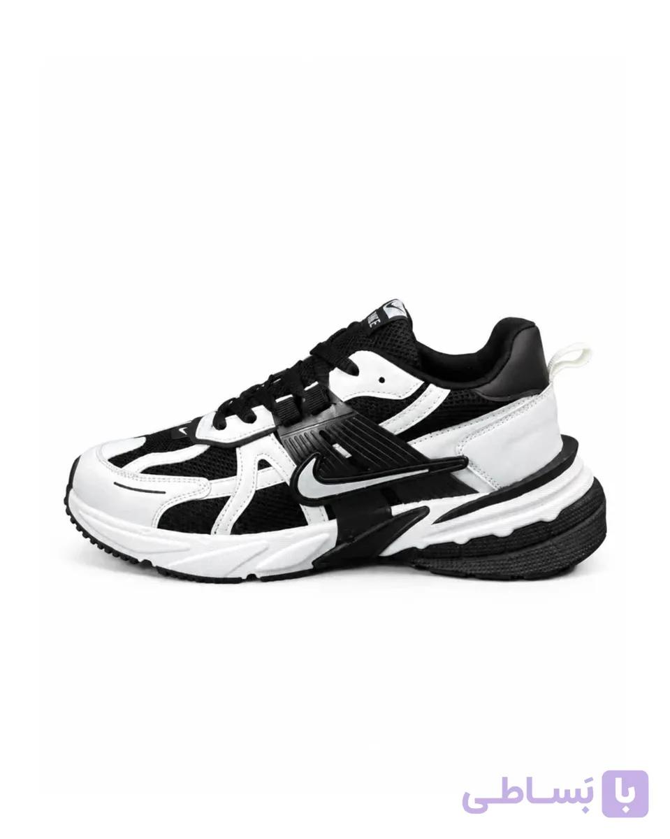 کفش کتانی مردانه بزرگ پا نایکی v2k رنگ مشکی سفید پاندا Nike V2k — تصویر 1
