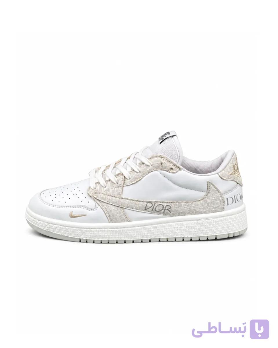 کفش کتانی مردانه مدل نایکی ترویس دیور سفید طوسی Nike travis — تصویر 1