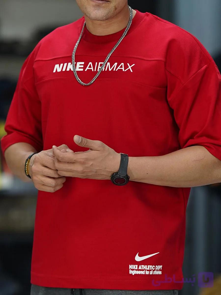 تیشرت دو نخ پنبه vip مدل nike مردانه آلبالویی کد1715 — تصویر 1