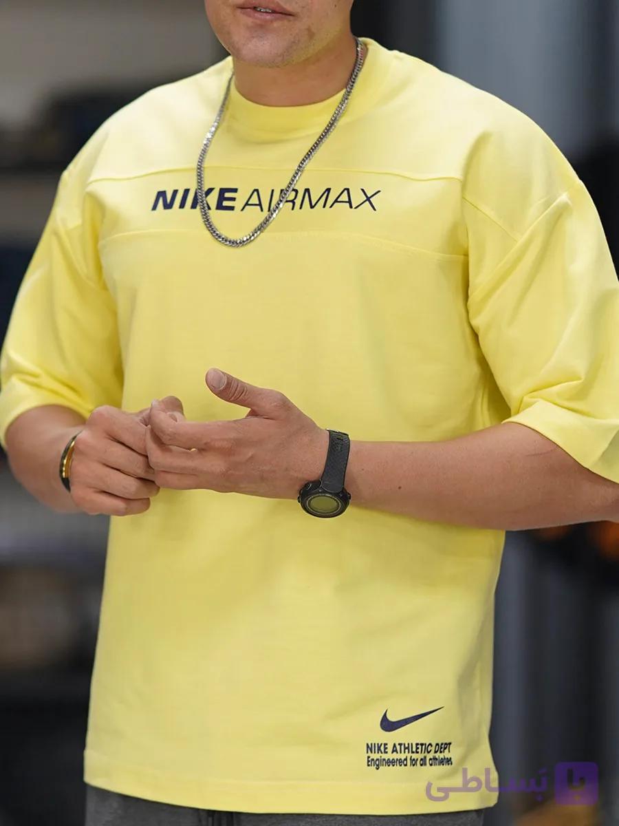 تیشرت دو نخ پنبه vip مدل nike مردانه لیمویی کد1718 — تصویر 1
