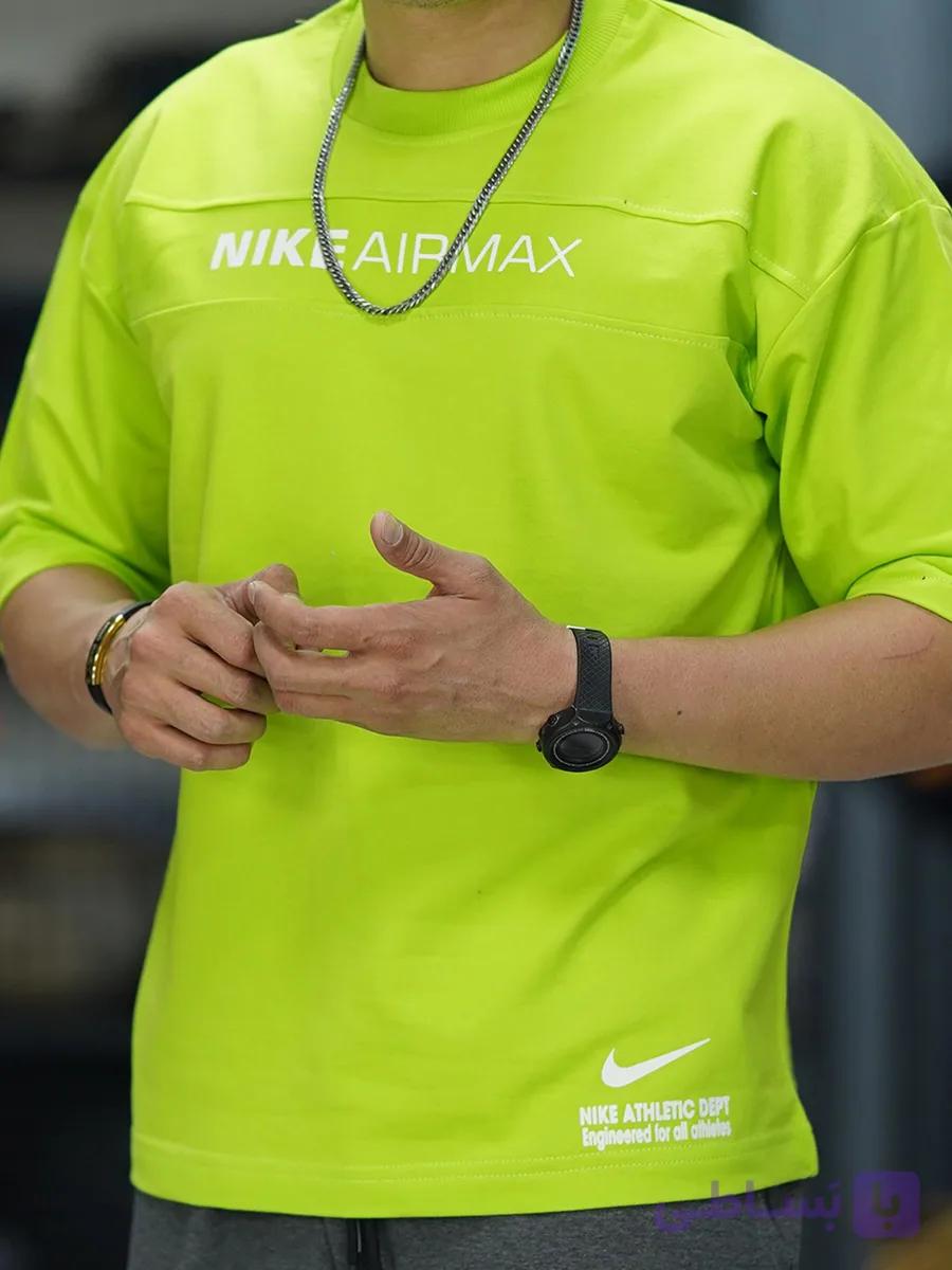 تیشرت دو نخ پنبه vip مدل nike مردانه فسفر کد1714 — تصویر 1