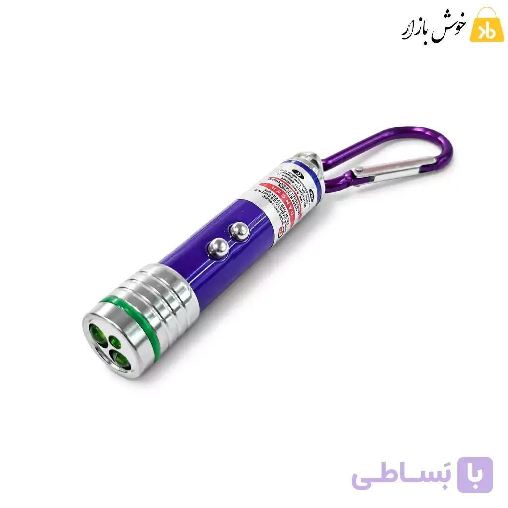 لیزر پوینتر و چراغ LED جاکلیدی کارابین‌دار فلزی — تصویر 1