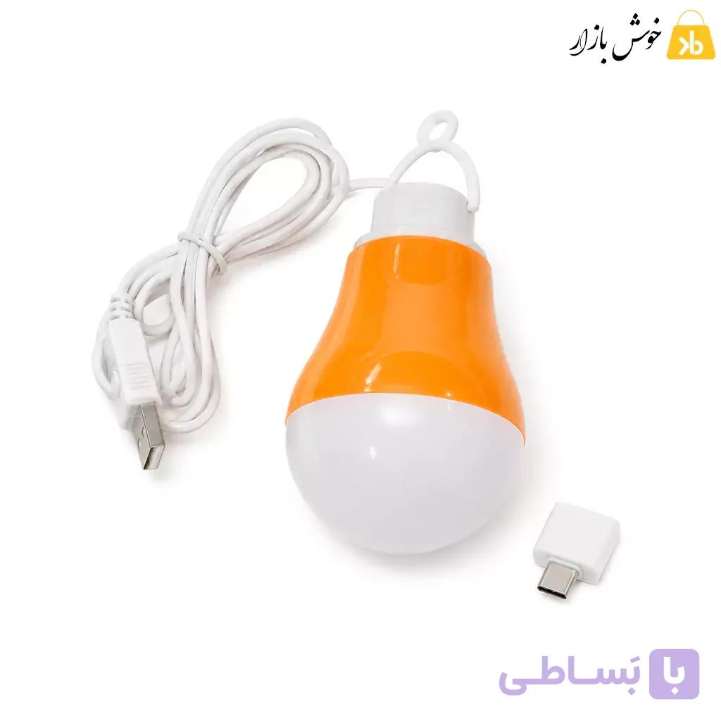 لامپ پاوربانکی با کابل 1 متر و مبدل OTG تایپ C — تصویر 1