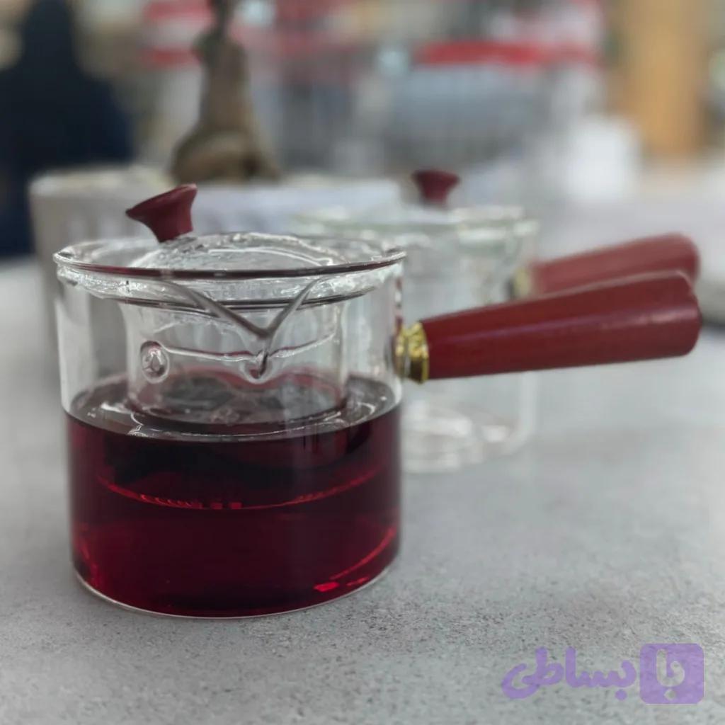 قوری دمنوش پیرکس دسته چوبی