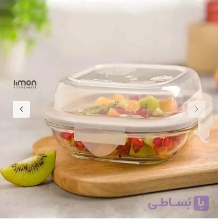 ظرف شیشه ای مربع دربدار 2/3 لیتر لیمون الوان — تصویر 1