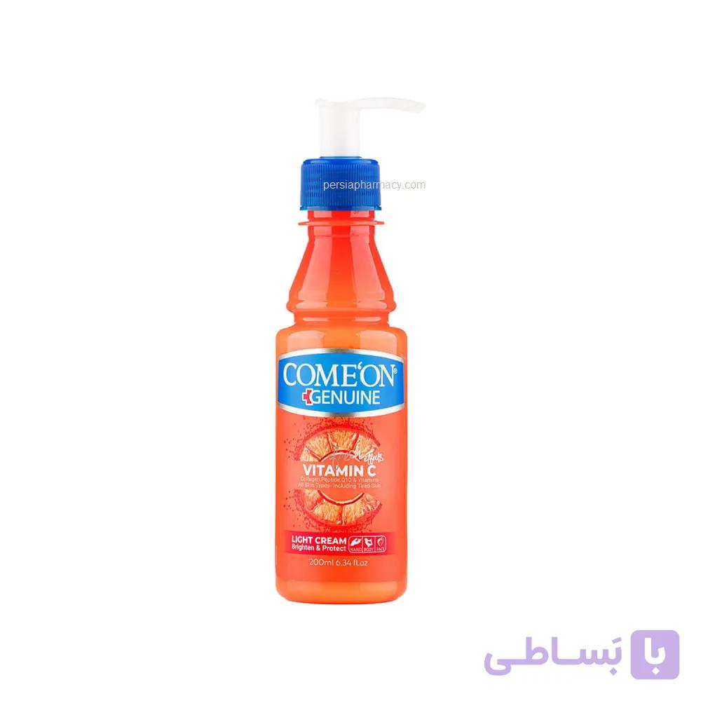 کرم مرطوب کننده حاوی ویتامین سی کامان (200 میلی لیتر)   COMEON — تصویر 1