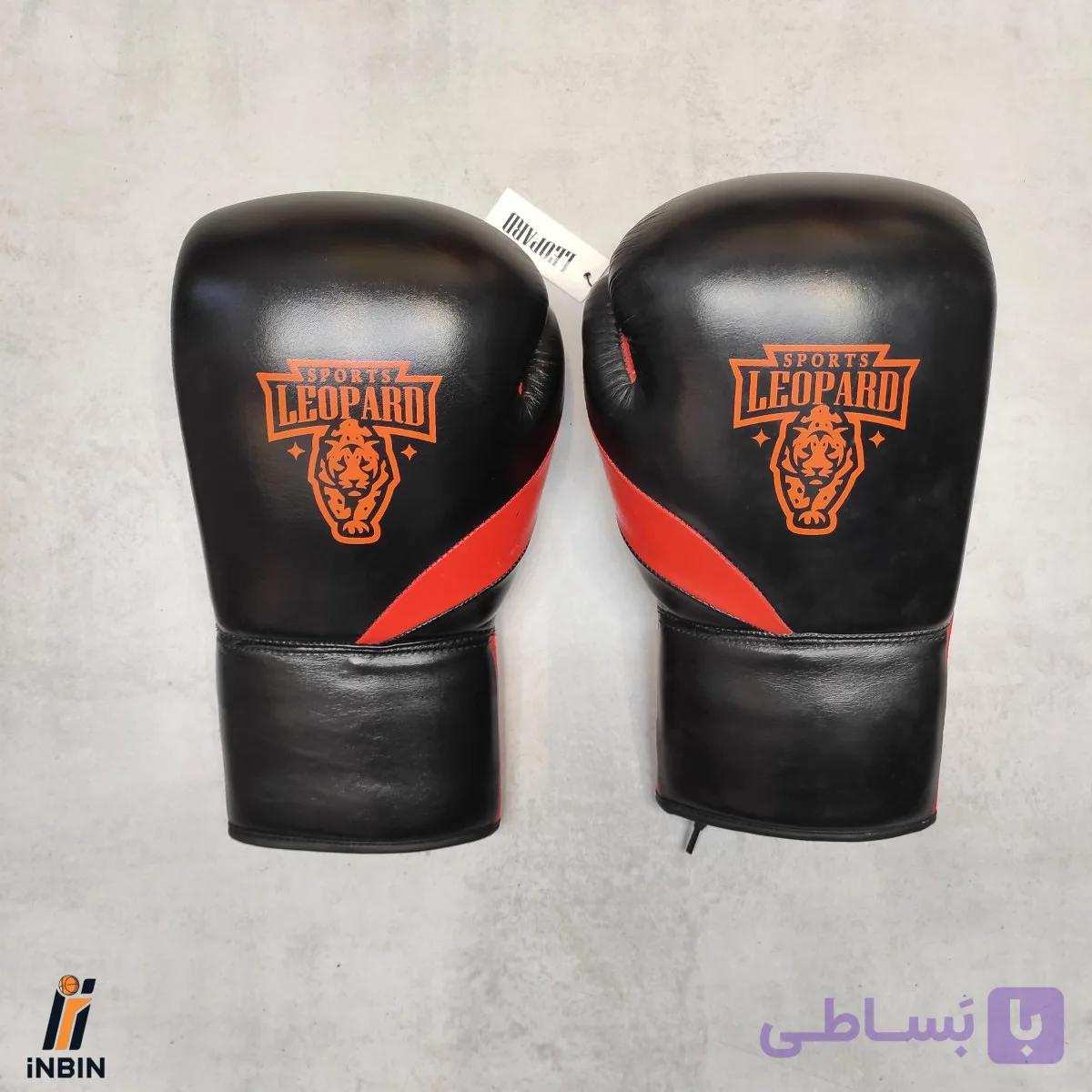 دستکش بوکس چرم مشکی لئوپارد مدل سینیور کد 70736 — تصویر 1