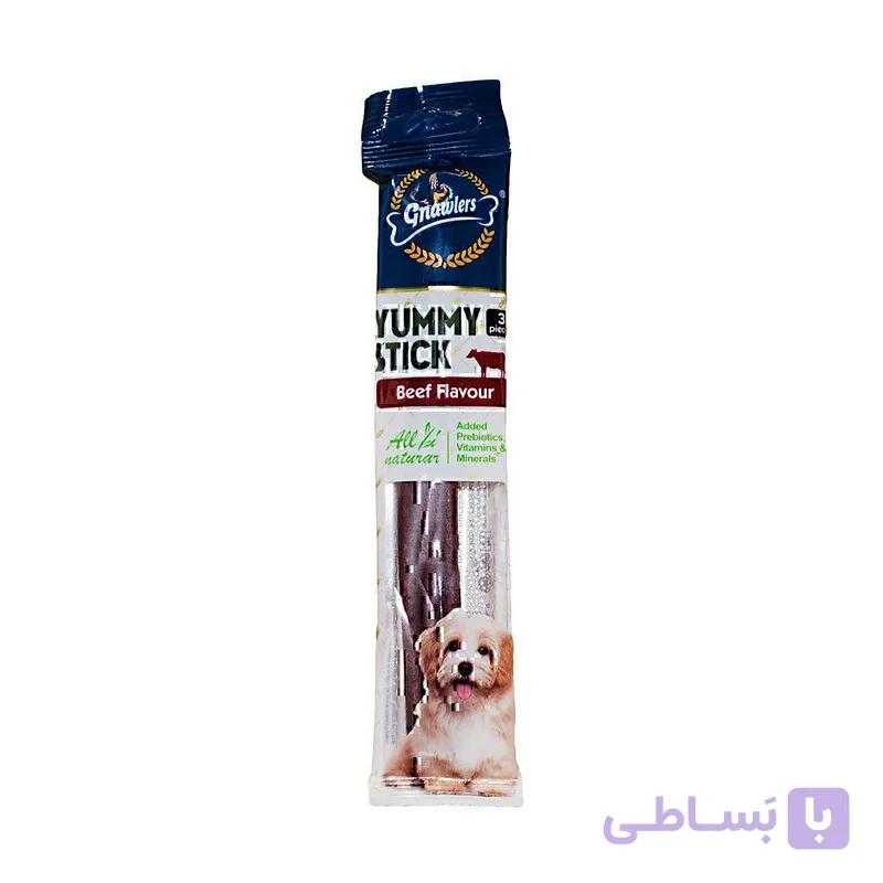 تشویقی مدادی سگ گناولرز حاوی پروتئین سویا با طعم بیف Gnawlers Stick Dog Treat With Beef Flavour بسته 3 عددی