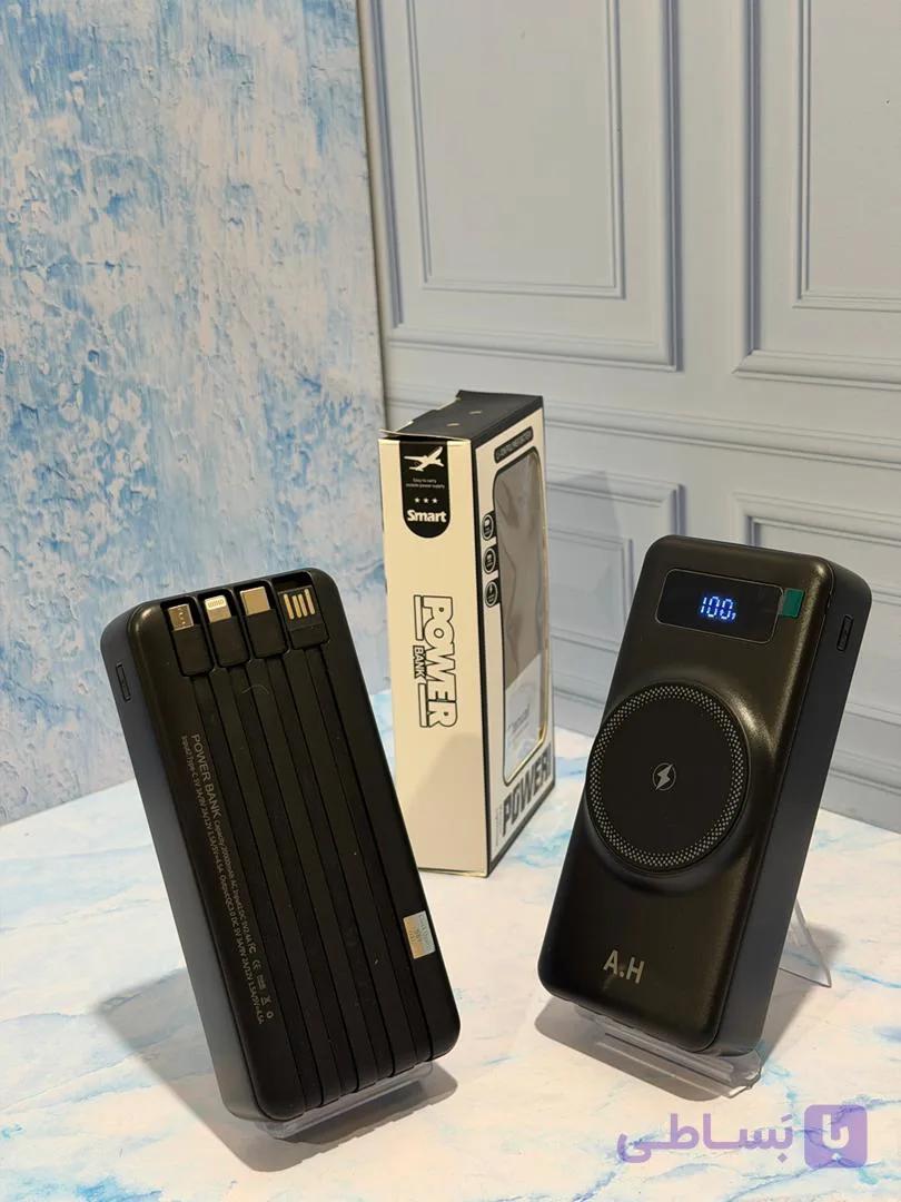 پاور بانک | باتري ليتيوم پليمر POWER BANK WIRELESS YM-1128 20000 MAH 22.5 4CABLELS AND digital SUPER FAST BLACK