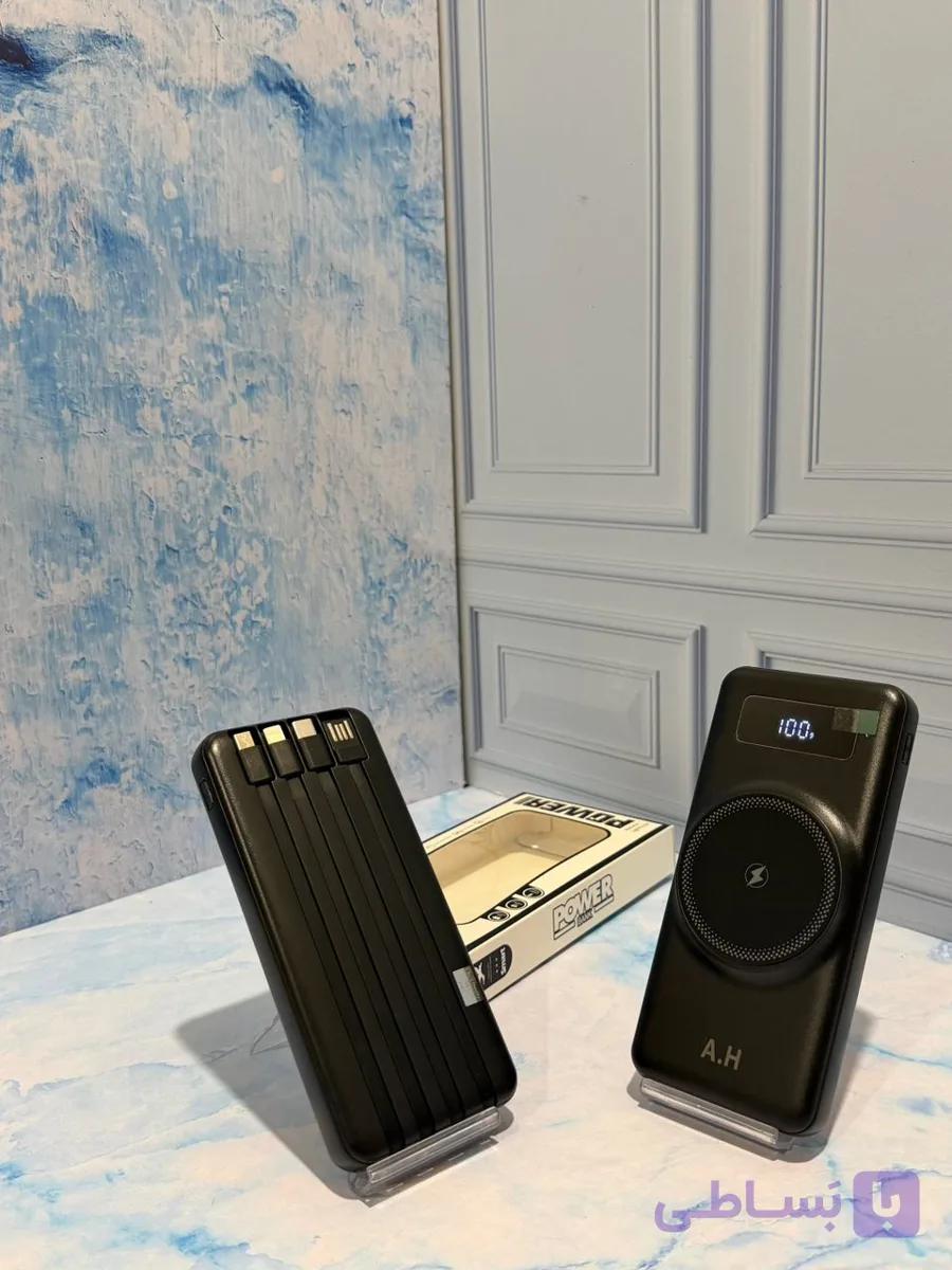 پاور بانک | باتري ليتيوم پليمر POWER BANK WIRELESS YM-1127 10000 MAH 22.5 4CABLELS AND digital SUPER FAST BLACK