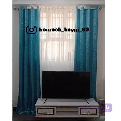پرده کامل پانچ عرض 2 ارتفاع 280 دو عدد مخمل شانل و حریر الگانت