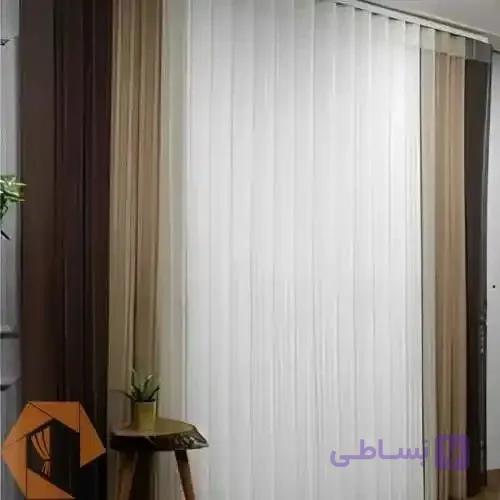 پرده ورتیکال خط دار کرم قهوه ای